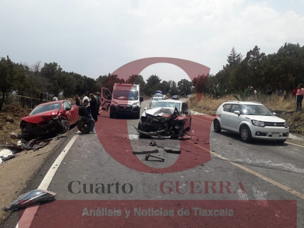 Tres lesionados deja un par de accidentes vehiculares sobre la Tlaxco-Chignahuapan